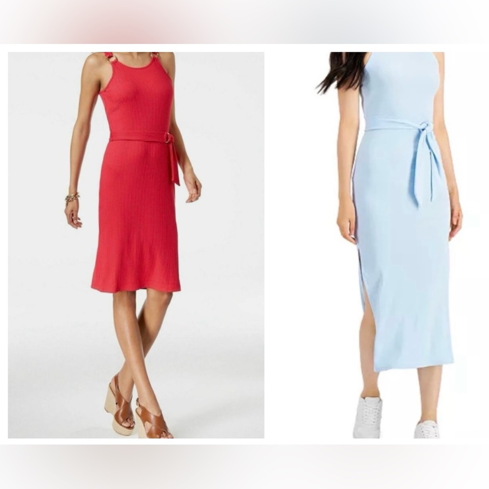 NWT Lot of 2 Knit Sheath Belted Midi Dresses by Michael Kors & Bar III